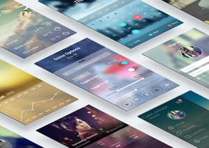iOS 7 App Screens PSD