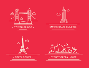 World Landmark: 12 Free Icons