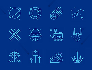 Space Iconography: 36 Free Icons