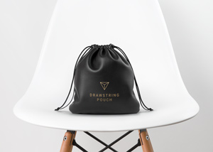 Leather Drawstring Pouch MockUp